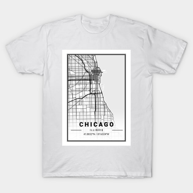 Chicago Light Map T-Shirt by tienstencil